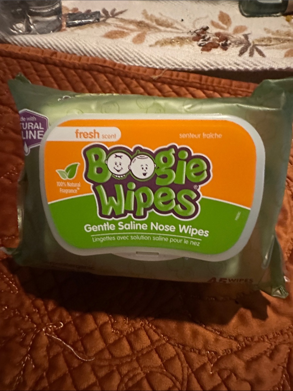 2 packs Gentle Saline Nose Wipes – Fresh Scent (Green, Orange)